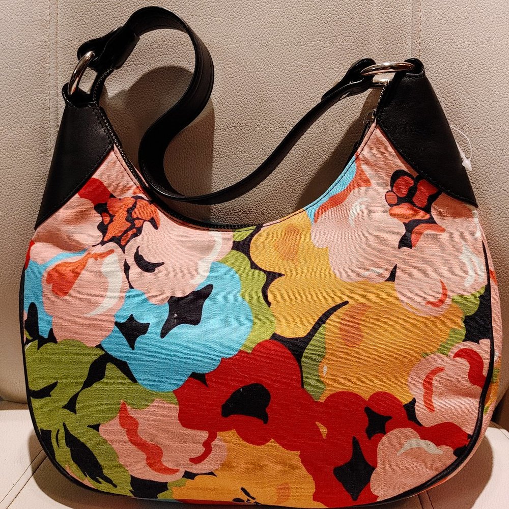 Talbots Black/Multi Color Floral Fabric